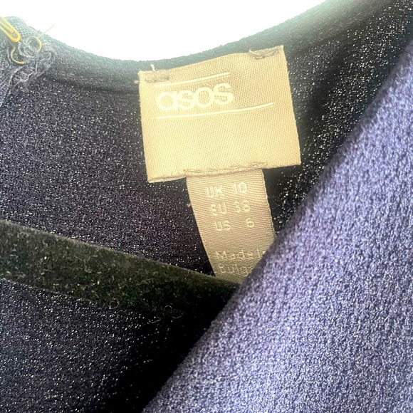 ASOS Navy Wrap Midi Dress 3/4 sleeves Size 6 - Picture 3 of 3